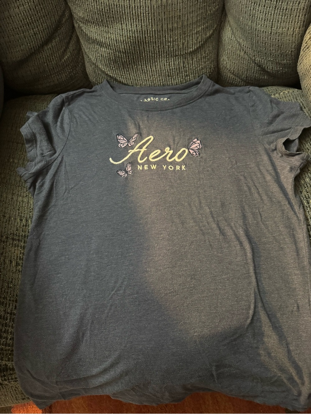 Aero New York Navy Tee with Butterfly Accents size X-Large